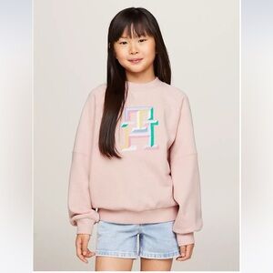 Tommy Hilfiger Girls Pink Multicolor Monogram Sweatshirt Size 5 and 16